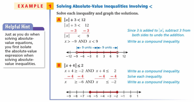 2-7 SOLVING ABSOLUTE- VALUE INEQUALITIES - Algebra 1 Math class